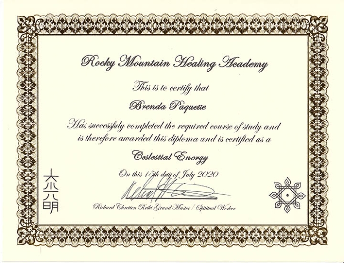 Celestial Reiki Energy Certificate